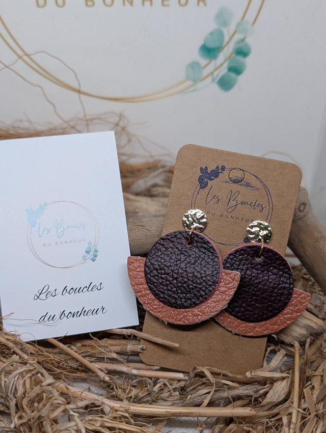 Boucles d'oreilles Dona bordeaux rose do078