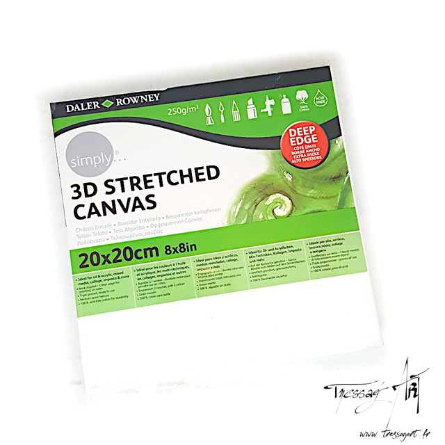 DALER ROWNEY - CHASSIS ENTOILE COTON 3D SIMPLY 20*20 - CA112