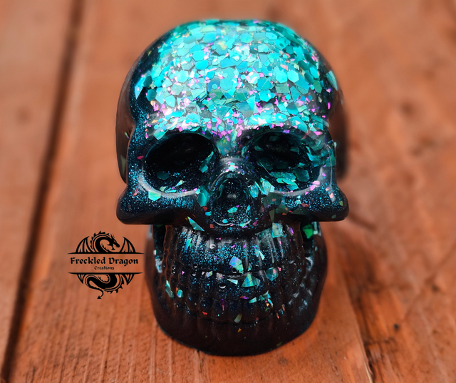 Skull - Teal Glitter