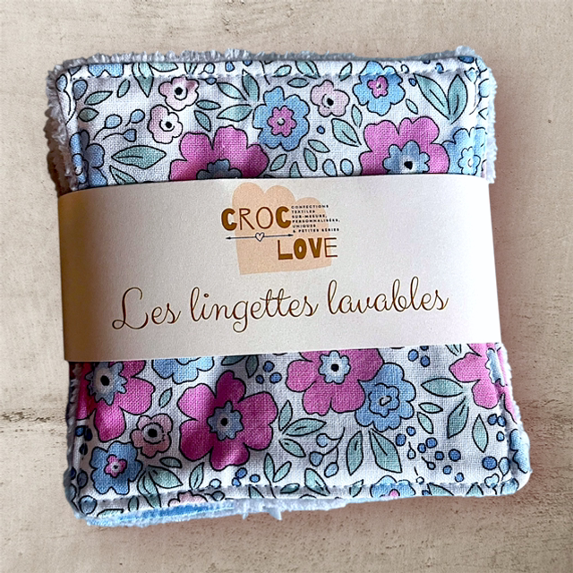 Lot 8 lingettes réutilisables 