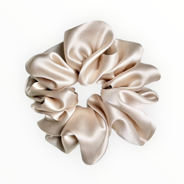 Chouchou en soie - Taille classique - Champagne 