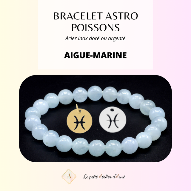 Poissons - Bracelet Astro Aigue-Marine