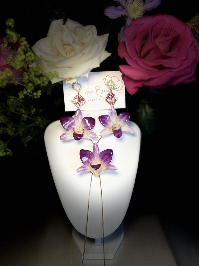 Boucles d&#039;oreilles Orchidée Astrale