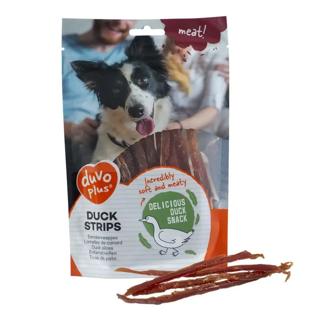 Skanėstai Duvo+ Duck Strips, Antienos Juostelės 80g
