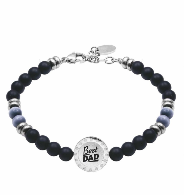 Bracciale in acciaio e pietre dure, festa del papà for you jewels