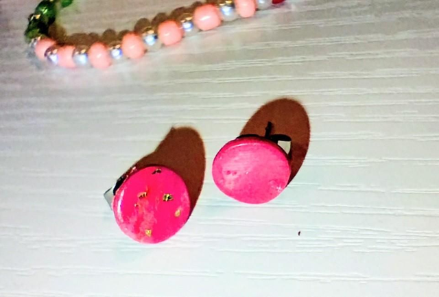 Handmade polymer clay - Pink Pop Stud Earrings