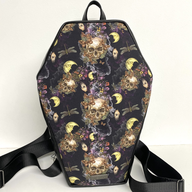 Skull and Moon Coffin Shaped Backpack 