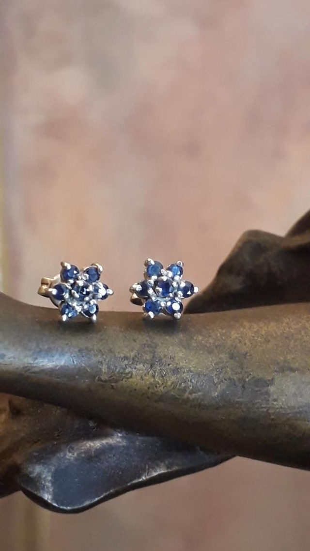 Boucles d'oreilles saphir, argent 925