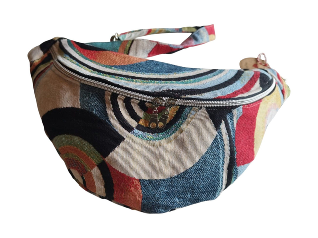 Sac banane en tissu jacquard multicolore 