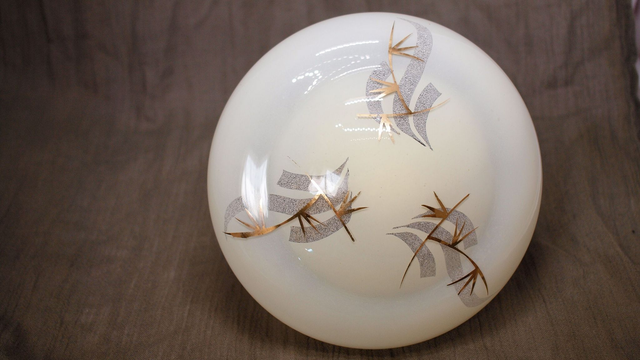 Lamplicht | Lampenkap Rond Bolvormig Plafondmontage Wandmontage (diameter 19,0 inwendig 14,0 cm | hoogte 10,0 cm) creme goudkleur  | Vintage