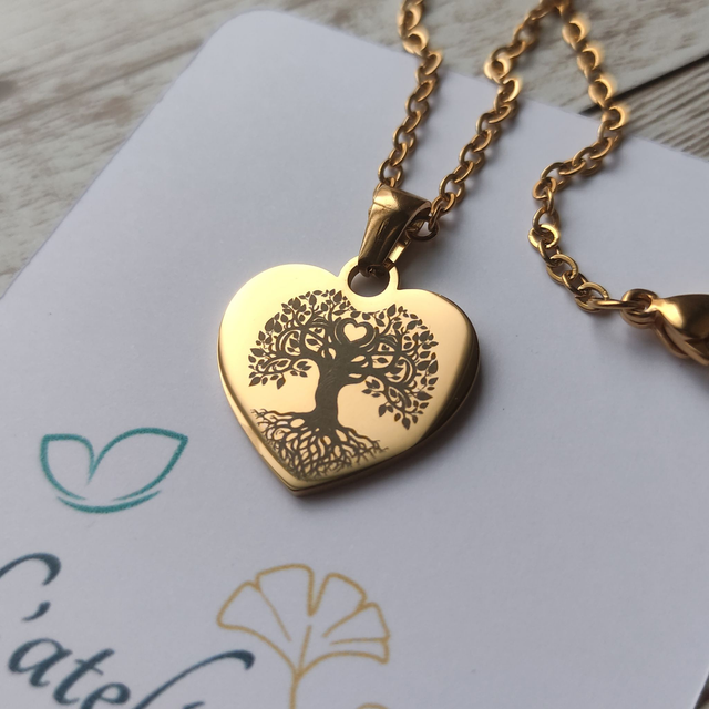 Collier Arbre de vie cœur doré