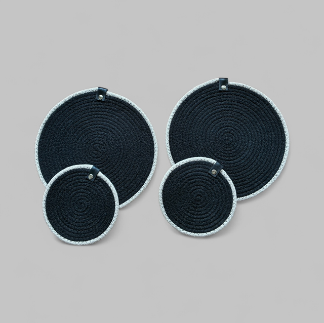 Lot de 2 dessous de plat et 2 dessous de bouteille bi-color