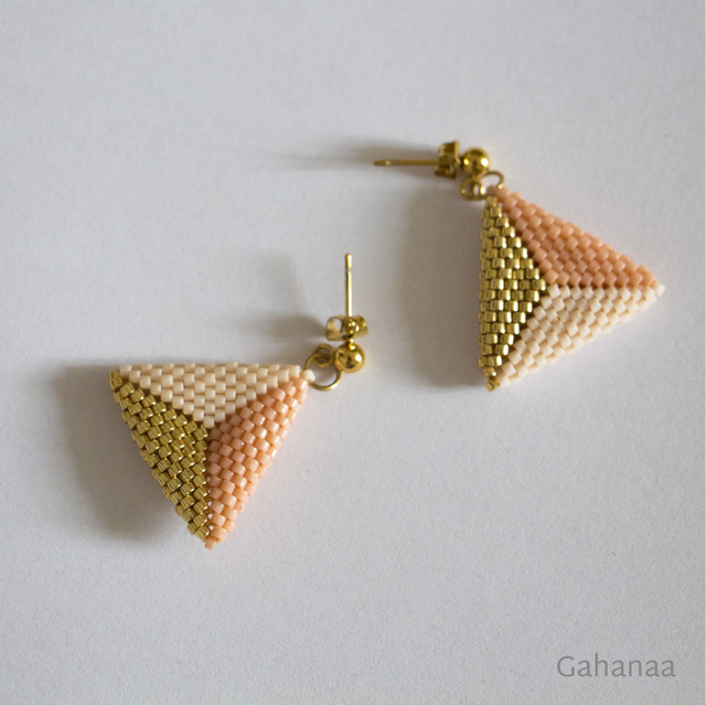 Mathilde, boucles d&#039;oreilles couleur rose pêche tricolores