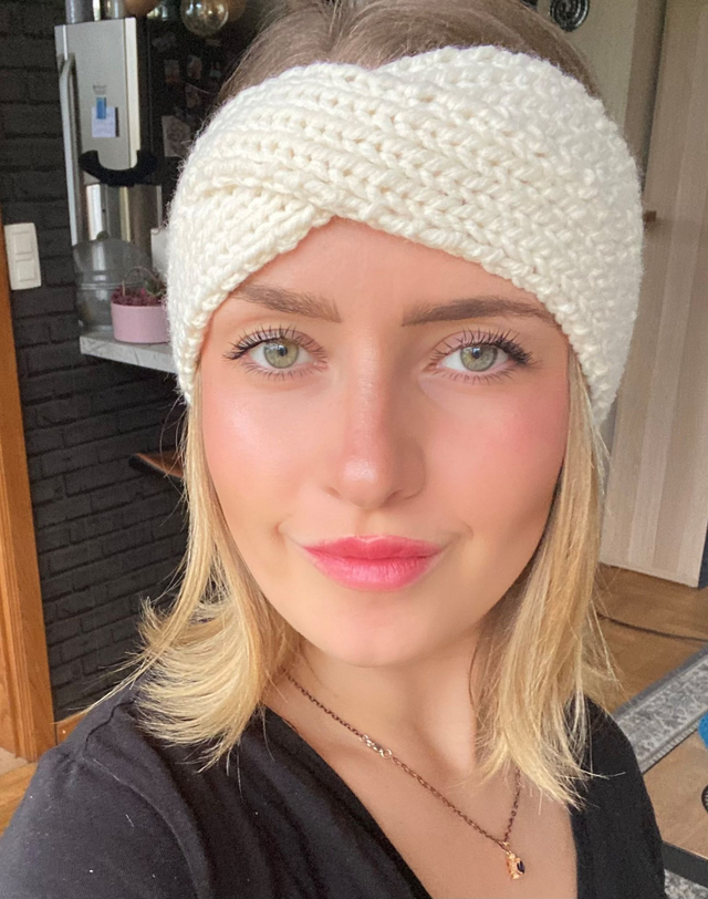 Bandeau croisé laine Ecru