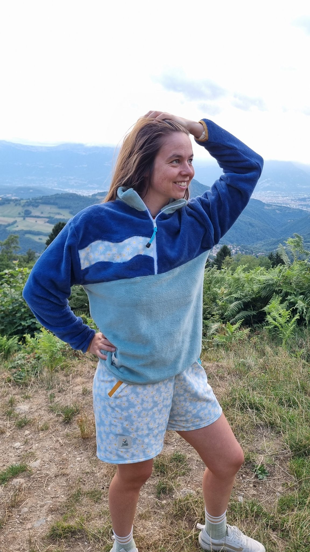 Polaire bleu marguerites 