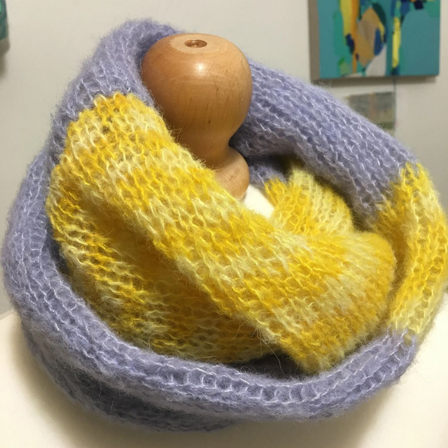 Snood laine alpaga soie, teinture naturelle curcuma