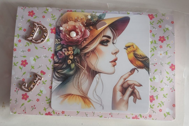 Carte sainte Catherine &quot; La fille &amp; l&#039;oiseau &quot; 