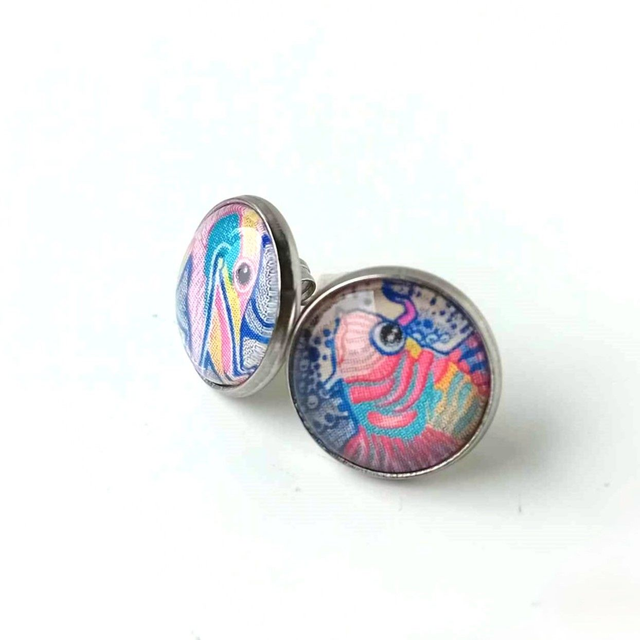 Puces d&#039;oreilles en PAPIER recyclé - Poissons - Pièces Artisanales et Uniques 