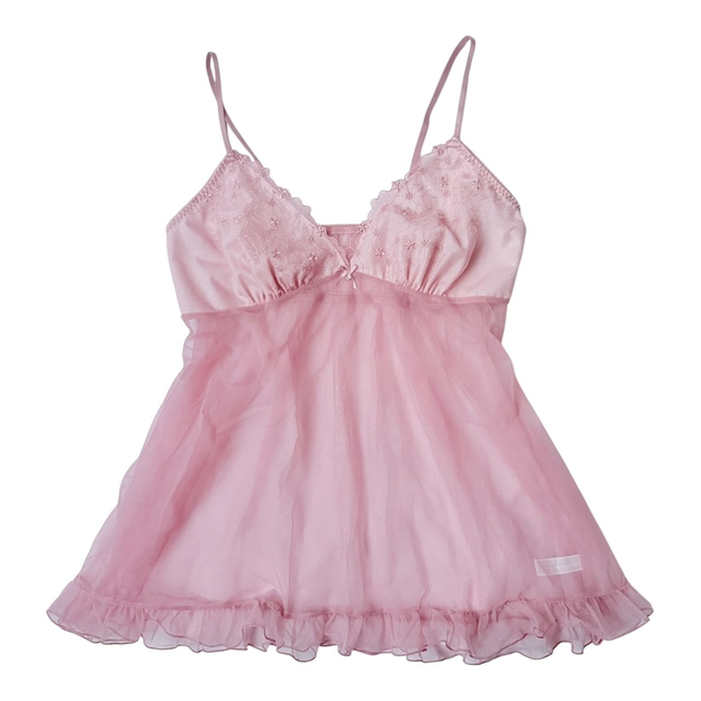 Pink fairy floral embroidered cups cami 