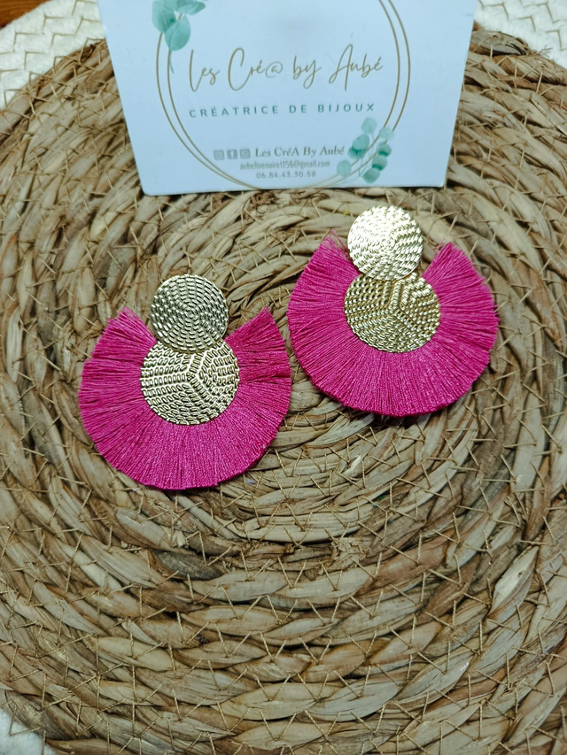 BO MINI BOHEME GOLD/ POMPONS ROSE RUBIS 0000666