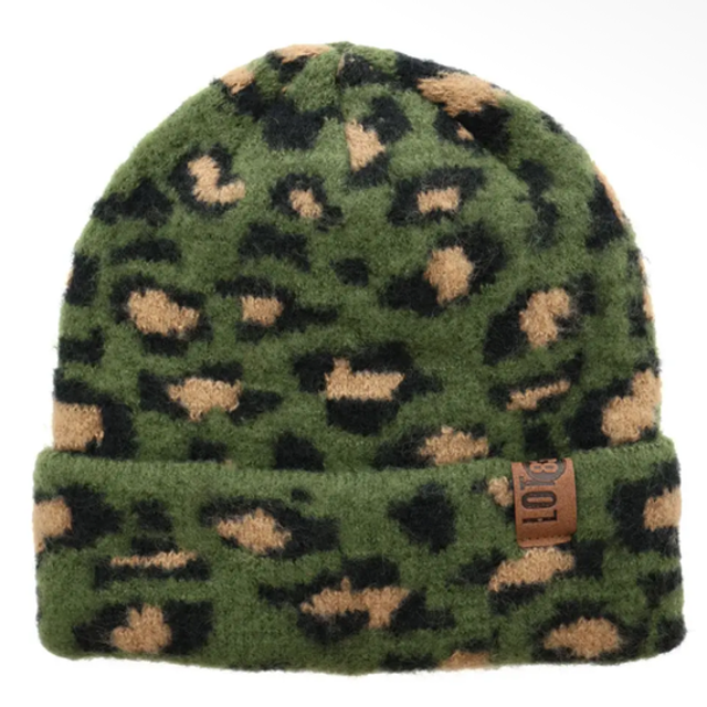 Beanie Leopardenmuster Khaki