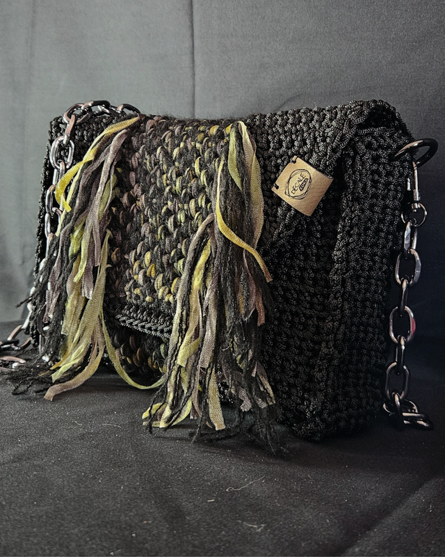 Sac bandoulière Amazone noir et kaki