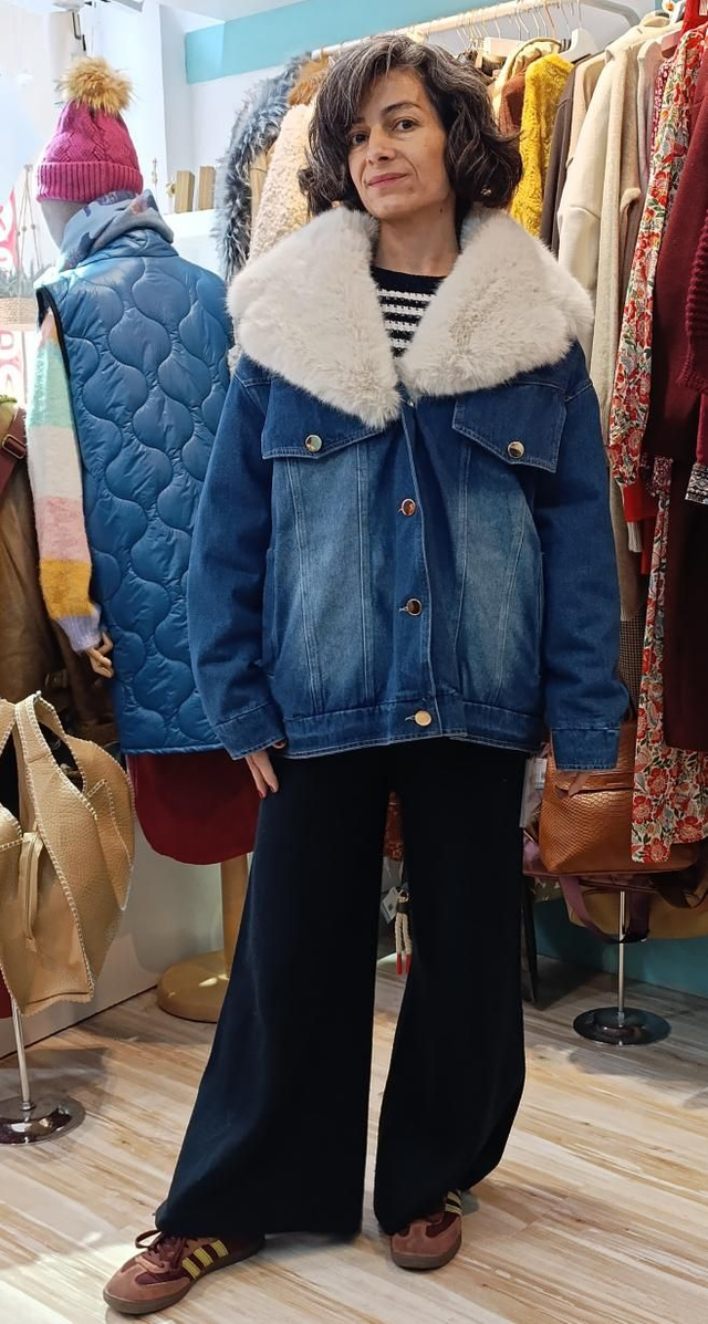 Cazadora denim forro desmontable