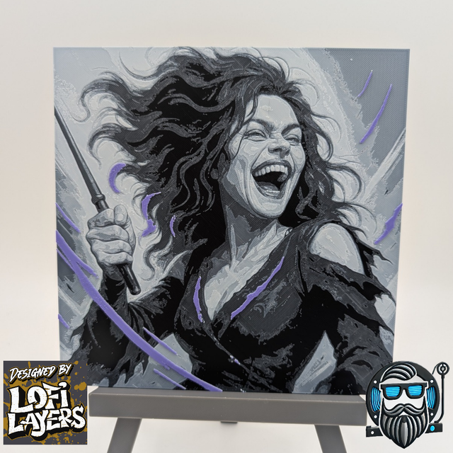 Tableau décoratif 3D Hueforge – Illustration féminine sombre &amp; mystique – PLA – 200 x 200 mm