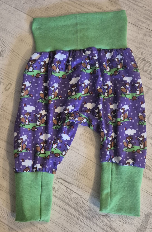 Baby-Pumphose, Mitwachshose Füchse lila, #74