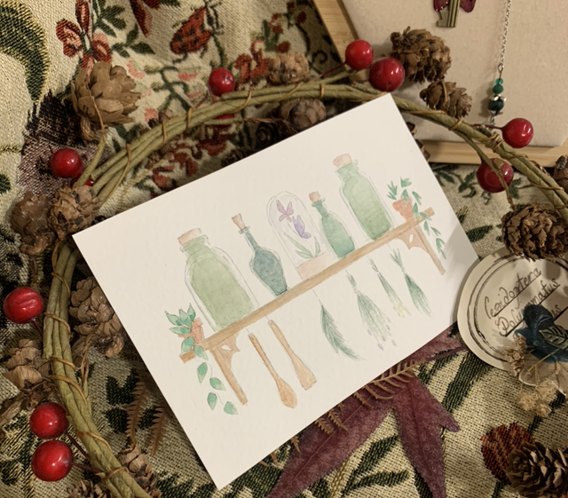 Carte illustrée Etagère de Sorcière - original