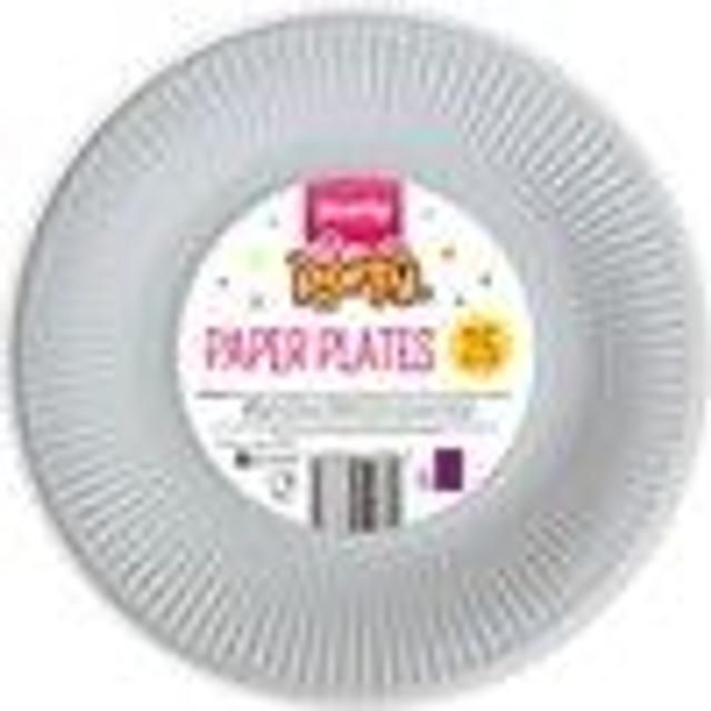Time to Party 23cm Round Disposable Paper Plates, White