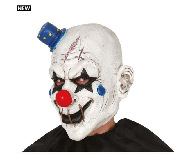 halloween ,   20535  MASCHERA DA CLOWN CON BERRETTO IN LATTICE