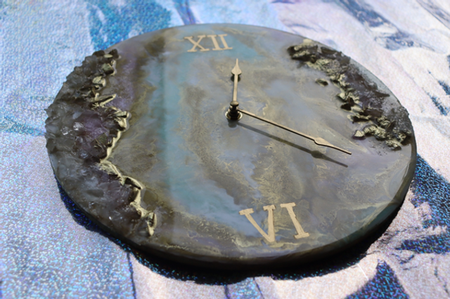 Elegant fluid art painted Resin wall clock