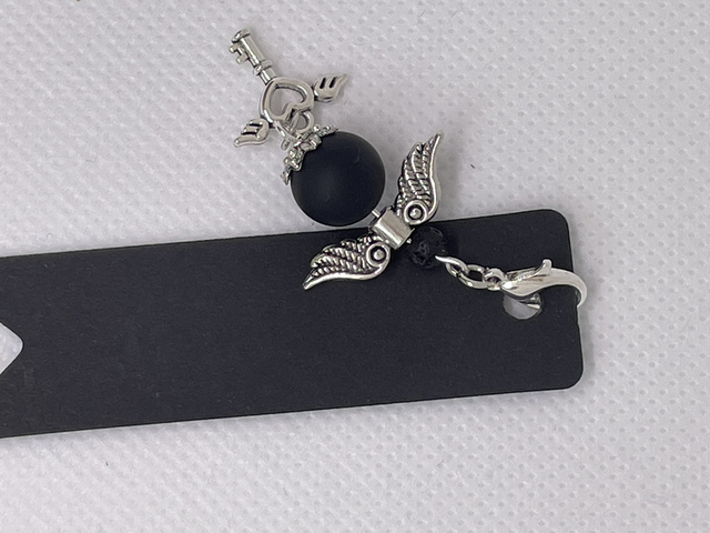 Clip-on charm silver black belly angel 