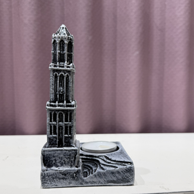 Domtoren waxinelichthouder (kleur grijs)