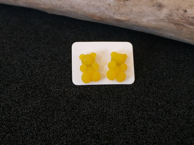 Boucles d'oreilles clous nounours jaune
