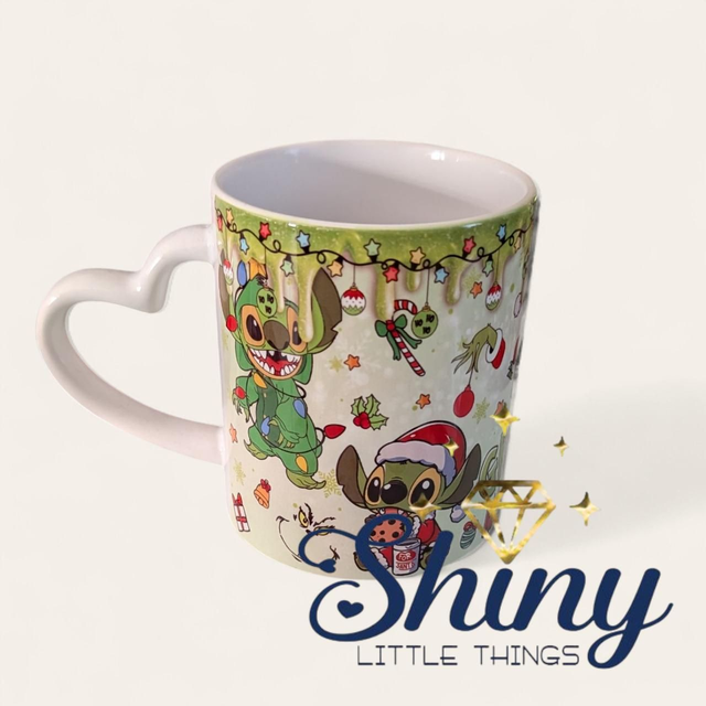 11oz Heart Handle Stitch Grinch Mug