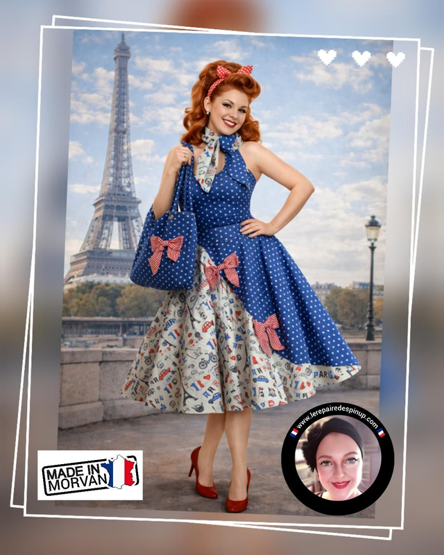 Ensemble Modèle Paris J'adoreeeee T44 avec sac et bandeau coordonnés 