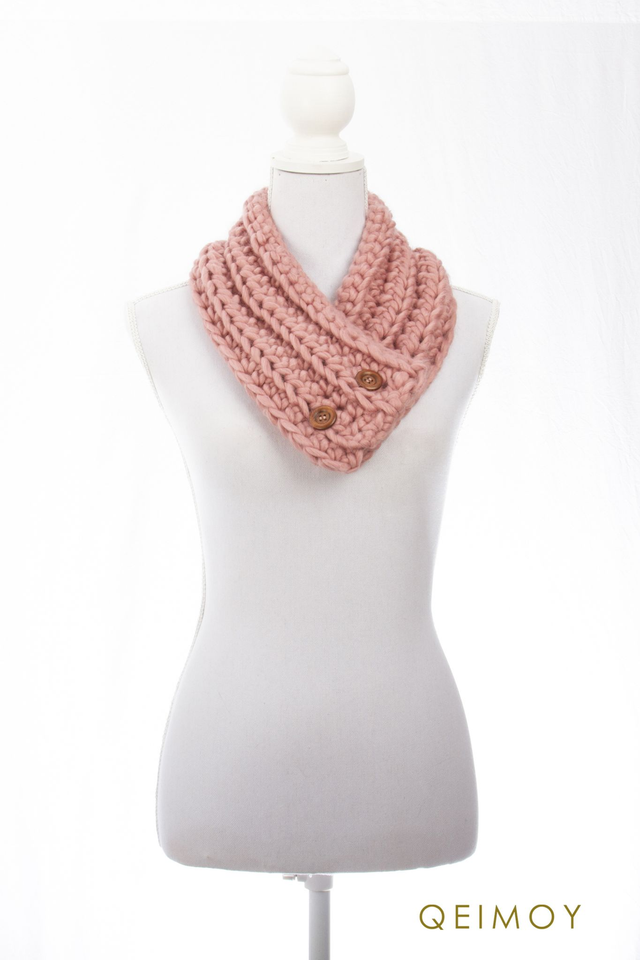 Colsjaal handgemaakt - in roze/mint/grijs