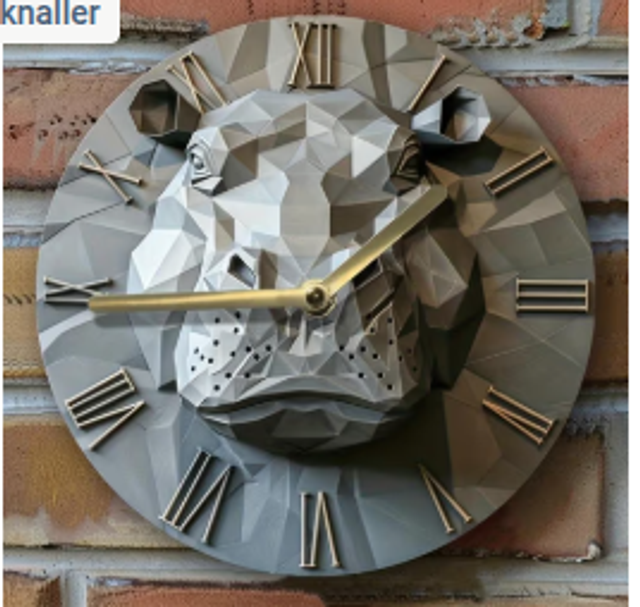 Vintage metalen klok Hippo (20cm diameter)