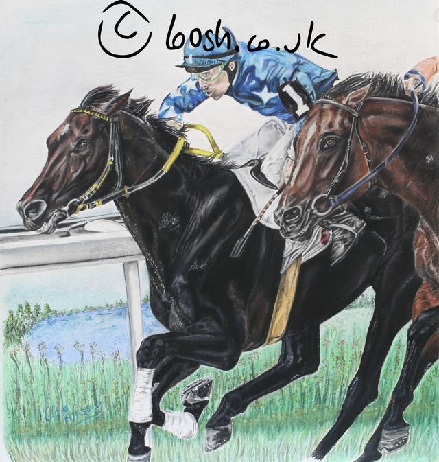 'Determination' - Race Horses - A4 Print