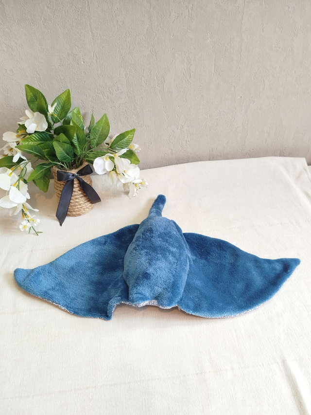 Raie manta bleu canard