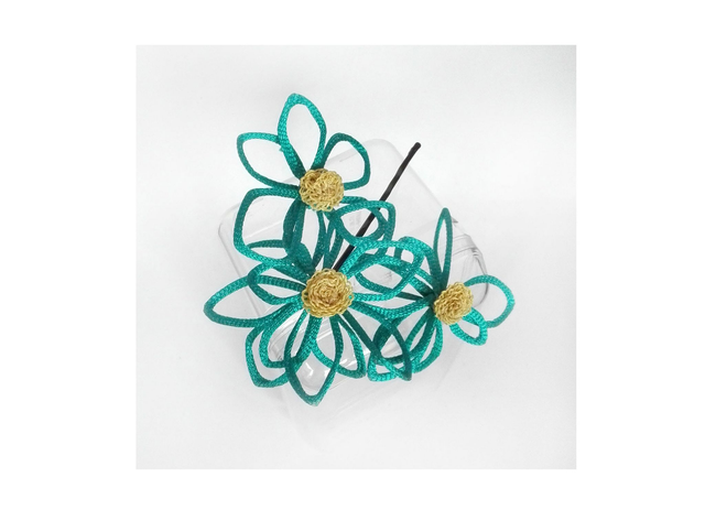 Barrette mariage cérémonie fleur bleu turquoise