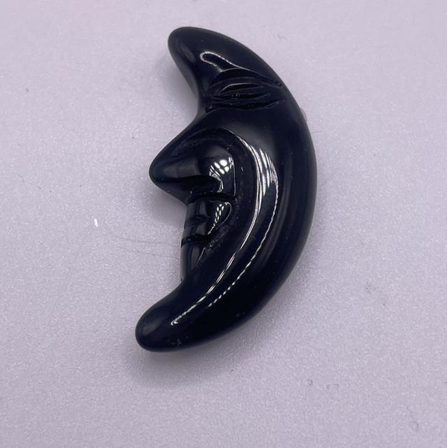 Black Obsidian Moon with Face small