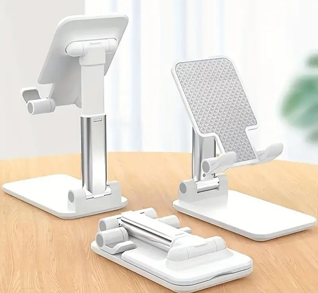 Support universel ajustable compact en ABS blanc, pour téléphone et tablette