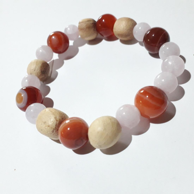 Carnelian ,Kunzite &amp; Palo Santo Bracelet 