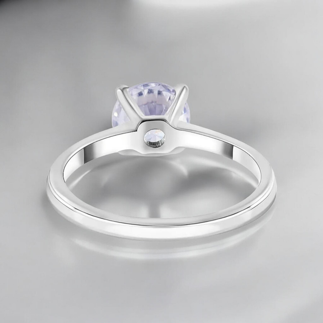 Beautiful Moissanite Solitaire & Platinum Vermeil Ring.