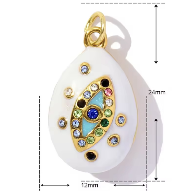 Charm occhio greco goccia BIANCO 3d