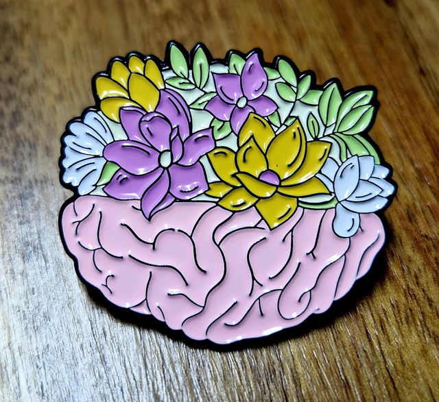 PIN&#039;S CERVEAU FLEURI