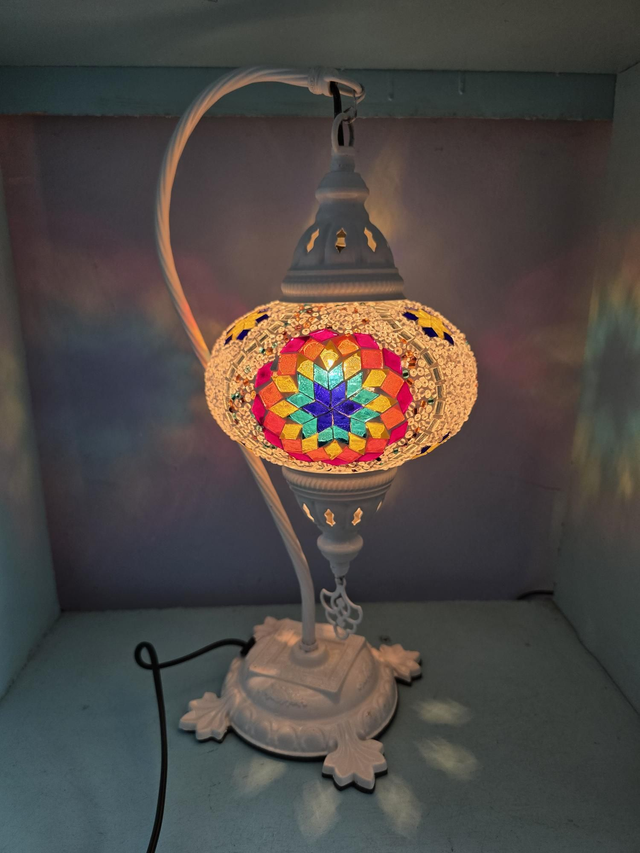 Large Mosaic Swanneck Table Lamp